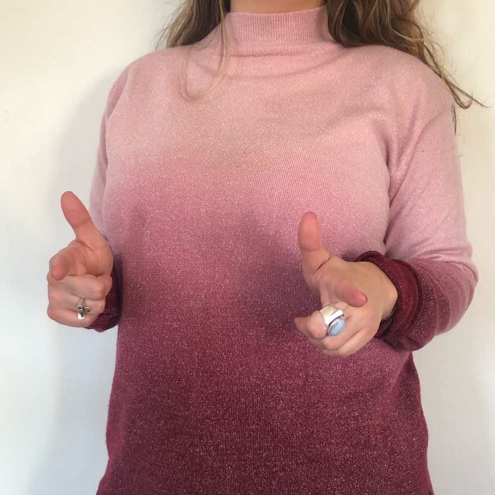 Shimmer/Glitter Cowl Neck Vintage Pink Sweater